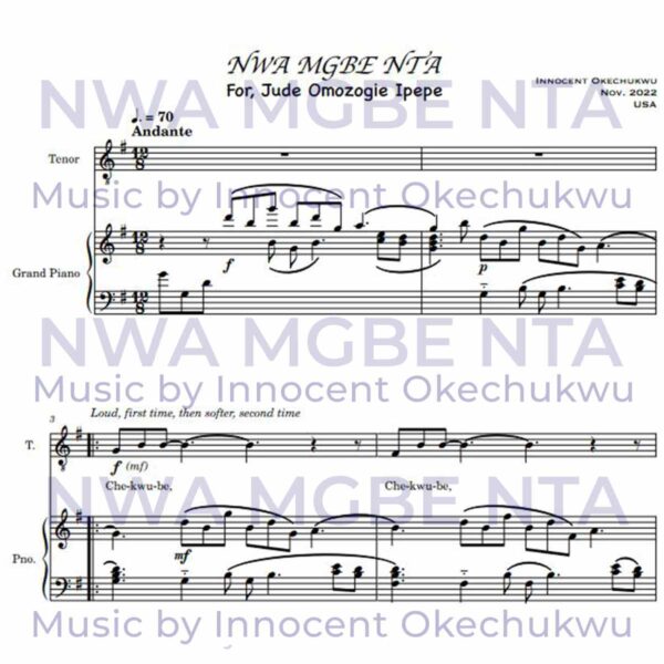 Nwa Mgbe nta - sheet music - by Innocent Okwchukwuv