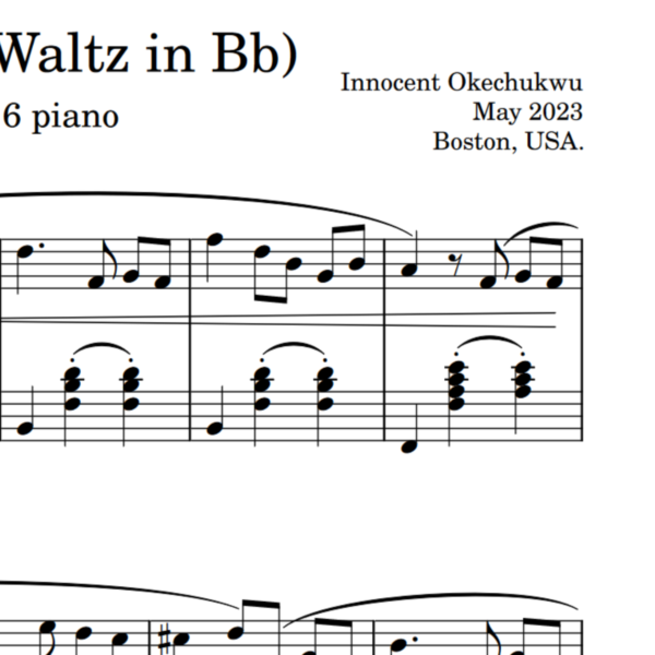 Grade 6 Piano Piece, "At Last (Waltz in Bb)"